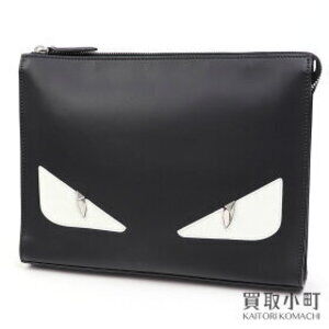 Fendi Bugs Monster Eye Bag Black Leather Shoulder Document Case